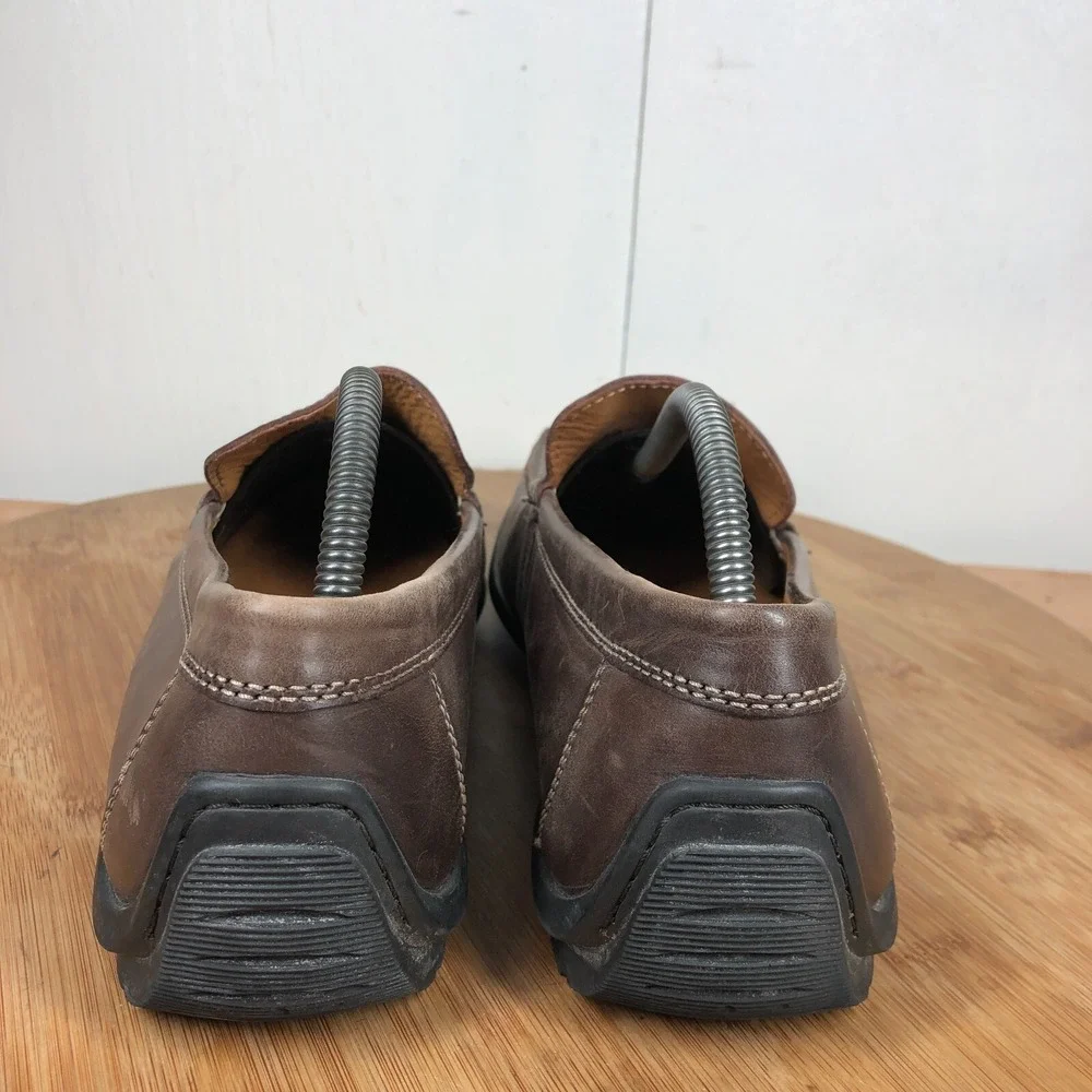 Ecco mens size 43 shoes brown leather Classic Slip on work driving loafers